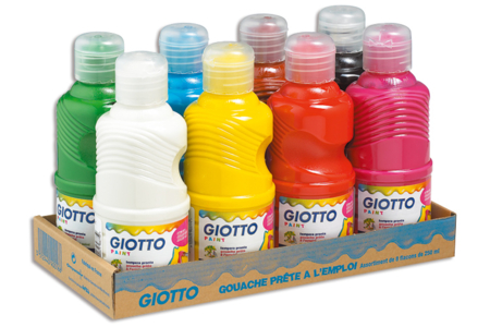 Tempera Giotto 250 ml - Pintura gouache líquida: colores vivos que se quitan con agua – 10doigts.fr