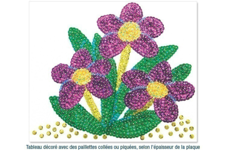 Cartón pluma o placa de poliestireno: creaciones con purpurina en cuvetes redondas con agujero - Cartón pluma y poliestireno – 10doigts.fr