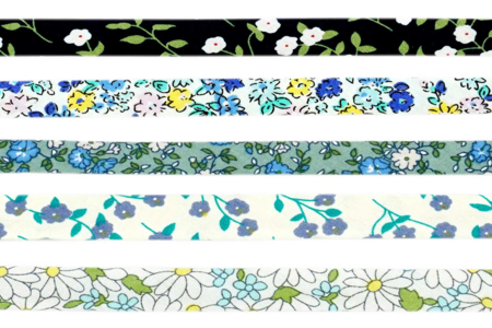 Liberty Bias, Blue Shades - 5 Pieces - 1 - Ribbons and Bias - 10doigts.com - Ribbons and Bias – 10doigts.fr