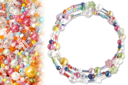 Fancy Bead Bracelet Kit, in Pastel Camouflage Colors - 0 - Jewelry Activities - 10doigts.com - 10doigts.fr