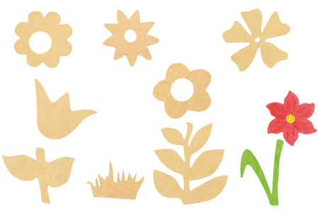 Set of 10 Decorative Medium (MDF) Wood Shapes to Decorate: Flowers (6 flowers + 4 stems) - 0 - 10doigts.com - 10doigts.fr