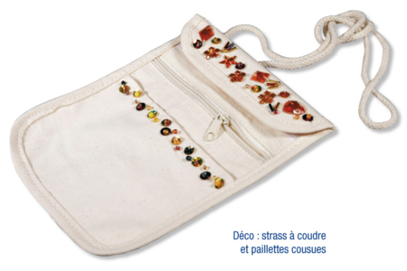 Bolsa de asas en algodón natural 3 bolsillos - Algodón, lino - Textiles – 10doigts.fr
