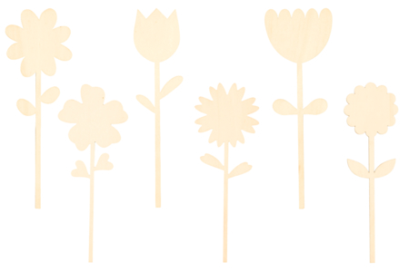 6 flores de madera - Siluetas de madera – 10doigts.fr