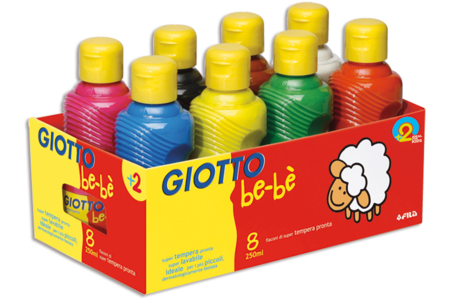 Set de 6 frascos de témpera Giotto Bé-bé - Pintura gouache líquida: colores vivos que se quitan con agua – 10doigts.fr