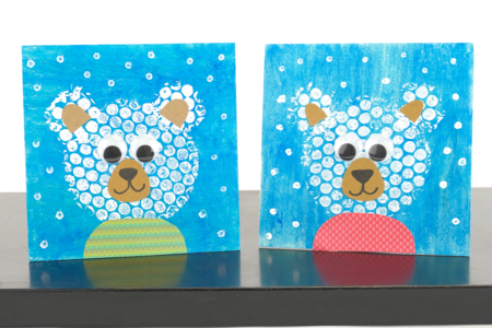 Bubble Wrap Painting: White Bear - 4 - Kids Crafts Winter - 10doigts.com - Kids Crafts Winter – 10doigts.fr