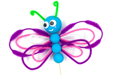 actividad infantil mariposa limpiapipas - Actividades manuales personajes divertidos: inventar caras e historias – 10doigts.fr
