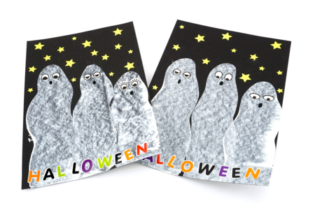 Raclette Painting: Ghosts - 3 - Halloween Crafts - 10doigts.com - Halloween Crafts – 10doigts.fr