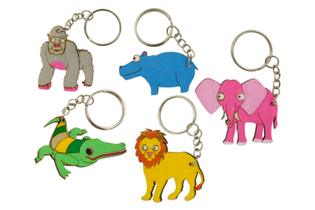 Wooden Keychains "Savannah Animals" - 5 Pieces - 3 - Keychains - 10doigts.com - Keychains – 10doigts.fr