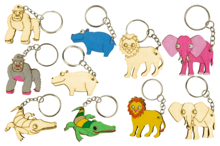 Wooden Keychains "Savannah Animals" - 5 Pieces - 1 - Keychains - 10doigts.com - Keychains – 10doigts.fr