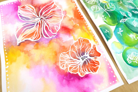 goma de dibujo acuarela flores - Actividades manuales de pintura: creaciones para todas las edades y todos los deseos – 10doigts.fr