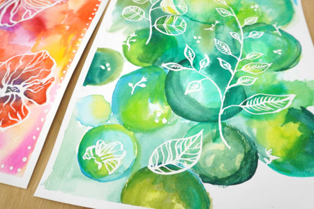 acuarela líquida para enmascarar hojas - Actividades manuales de pintura: creaciones para todas las edades y todos los deseos – 10doigts.fr