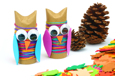 Otoño Búho Lana Multicolor Rollo Papel Higiénico - Actividades manuales Otoño – 10doigts.fr