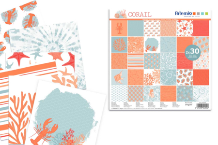 Bloc de papel Coral, 30 x 30 cm - 60 hojas - Papeles con motivos – 10doigts.fr