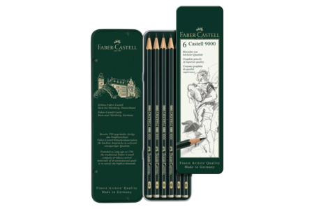 Box of 6 graphite pencils 9000 - Crayons graphite et mines pour le dessin – 10doigts.fr