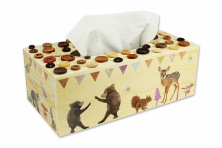 caja de pañuelos de madera animales del bosque - Actividades manuales Deco casa DIY – 10doigts.fr