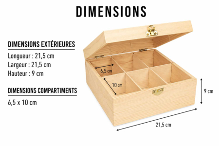 boite à thé dimensions - Wooden Boxes – 10doigts.fr