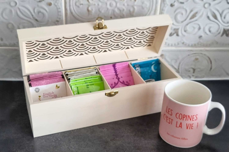 Caja de té Japan madera 4 compartimentos - Cajas de madera – 10doigts.fr