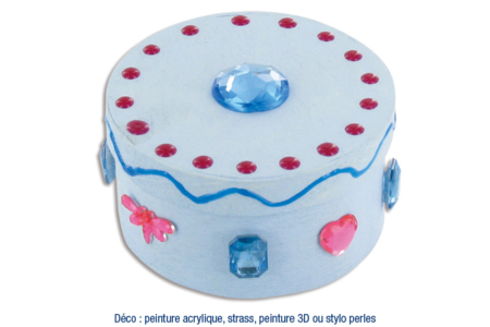 caja redonda azul con strass - Cajas de madera – 10doigts.fr