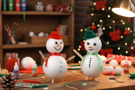 Styrofoam Snowman - 1 - Kids Crafts Winter - 10doigts.com - Kids Crafts Winter – 10doigts.fr