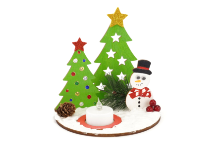 candelabro de madera muñeco de nieve - Candelabros de madera – 10doigts.fr