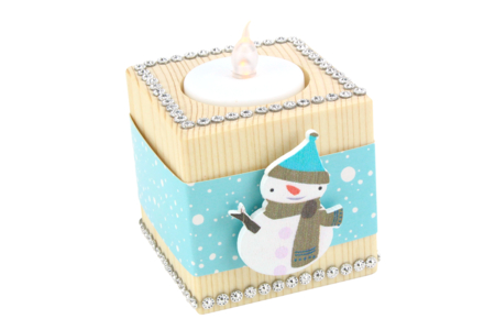 candelabro cuadrado invierno - Deco de madera pintada – 10doigts.fr