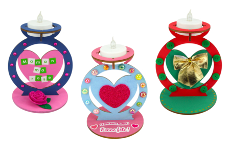 Heart-Shaped Wooden Candle Holders - 6 Pieces - 3 - Wood Candle Holders - 10doigts.com - Wood Candle Holders – 10doigts.fr