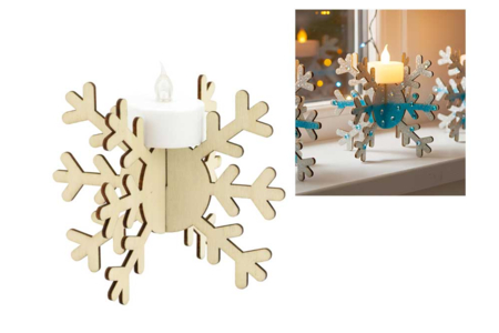 Wooden Snowflake Candle Holders - 6 Pieces - 1 - Christmas Lanterns - 10doigts.com - Christmas Lanterns – 10doigts.fr
