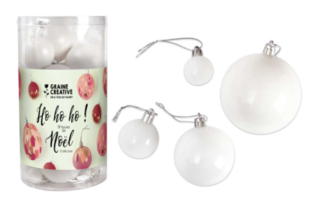 White Christmas Baubles - 39 Pieces - 1 - DIY Christmas Ornaments - 10doigts.com - DIY Christmas Ornaments – 10doigts.fr