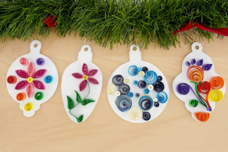 bolas de navidad quilling - Actividades manuales decoraciones del árbol de Navidad – 10doigts.fr