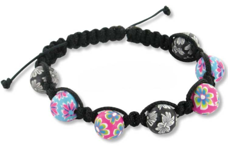 Shamballa Bracelet with Millefiori Polymer Clay Beads - 1 - Shamballa Jewelry - 10doigts.com - Shamballa Jewelry – 10doigts.fr