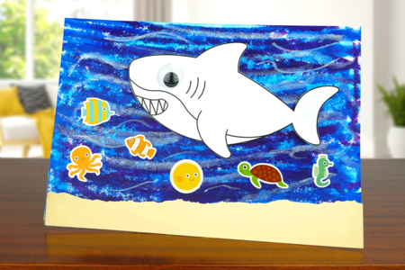 Manualidades Niños Silueta Tiburón Fondo Marino - Actividades manuales océano: sumérgete en un universo creativo y sensorial – 10doigts.fr