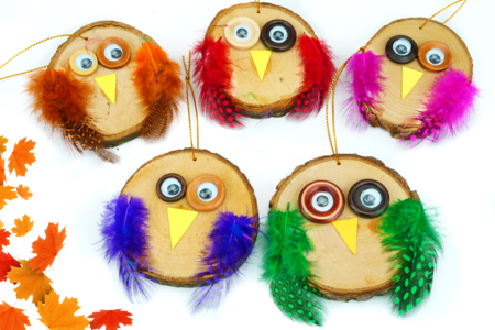 Owl Hangings with Wooden Slices - 1 - Autumn Crafts - 10doigts.com - Autumn Crafts – 10doigts.fr