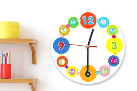 Round Clock to Decorate with Stickers and Gems - 2 - Handicrafts with Clocks to Learn the Time - 10doigts.com - Handicrafts with Clocks to Learn the Time – 10doigts.fr