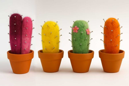 cactus de lana cardada - Aguja, lana cardada – 10doigts.fr