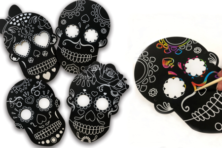 Calaveras Scratch Masks - 4 Pieces - 1 - Creative Masks for Kids - 10doigts.com - Creative Masks for Kids – 10doigts.fr