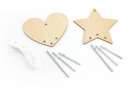 Campanas de madera corazón y estrella - 2 campanas - Carillones de viento – 10doigts.fr
