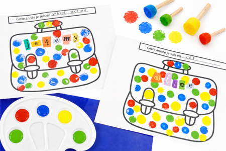 carpeta para sellar modelo imprimible para la vuelta al cole - Manualidades de pintura: creaciones para todas las edades y todos los deseos – 10doigts.fr