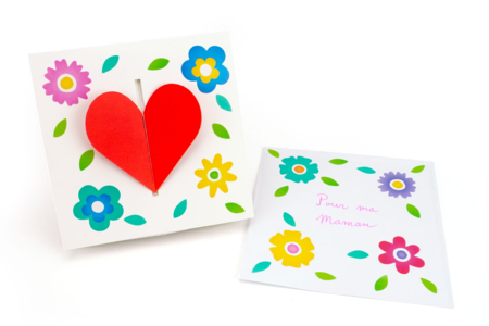 tarjeta corazón y flores gommettes - Gomets Flores, Frutas y Verduras – 10doigts.fr