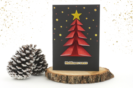 tarjeta de felicitación árbol de Navidad origami - Actividades manuales de Navidad – 10doigts.fr