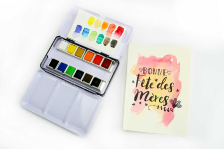 Travel Watercolor Set - 12 Half Pans - 6 - Watercolor Paint - 10doigts.com - Watercolor Paint – 10doigts.fr