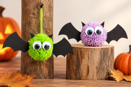 DIY Pom Pom Bats for Halloween Kids - Halloween Crafts – 10doigts.fr