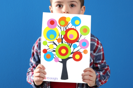 collage kandinsky árbol niños arte - Actividades manuales de collage y plegado para todas las edades – 10doigts.fr