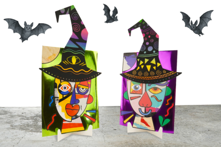 collage picasso halloween sorcière - Actividades manuales Halloween – 10doigts.fr