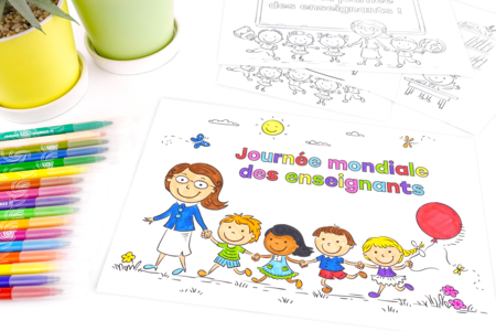 5 Coloring Pages: World Teachers' Day - 1 - Craft Activities for Teachers, ATSEM, AESH, Nannies... - 10doigts.com - Craft Activities for Teachers, ATSEM, AESH, Nannies... – 10doigts.fr