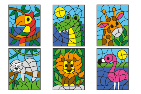 Coloring by Numbers: Choose Your Theme - 5 - Coloring Shapes and Drawings - 10doigts.com - Coloring Shapes and Drawings – 10doigts.fr