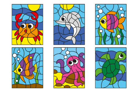 Coloring by Numbers: Choose Your Theme - 4 - Coloring Shapes and Drawings - 10doigts.com - Coloring Shapes and Drawings – 10doigts.fr
