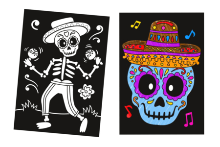 Coloraciones terciopelo esqueletos - 2 pcs - Kits creativos de Halloween – 10doigts.fr