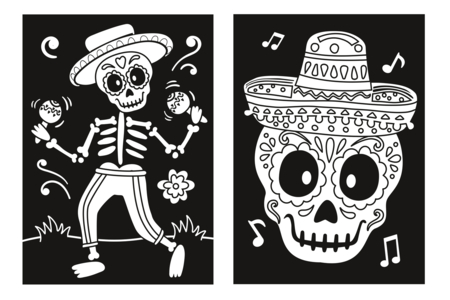 Coloriages de terciopelo esqueletos - Kits creativos de Halloween – 10doigts.fr