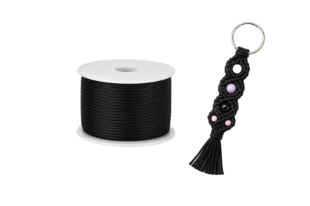 Cordon polyester queue de rat noir macramé - Cuerda de cola de ratón – 10doigts.fr