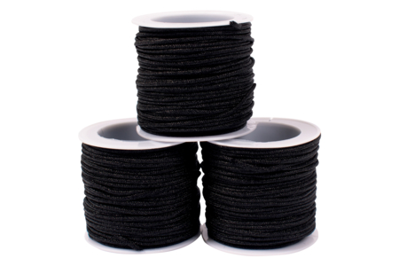 Cordon polyester queue de rat noir Ø 1,7 mm, 18 m - 3 bobines - Cuerda de cola de ratón – 10doigts.fr
